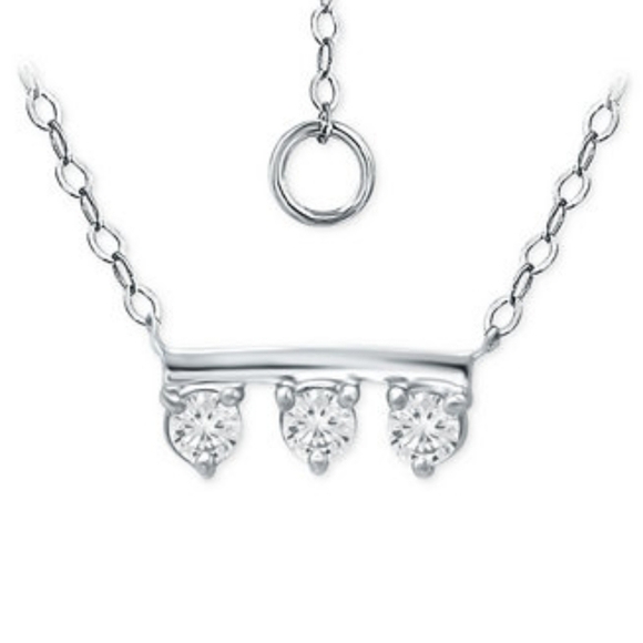 GIANI BERNINI Cubic Zirconia Bar 18" Pendant Sterling Silver Necklace - Picture 1 of 3